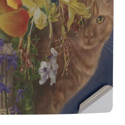Tabby Cat with Flowers by Nene Thomas PS5 Pro Console Skin